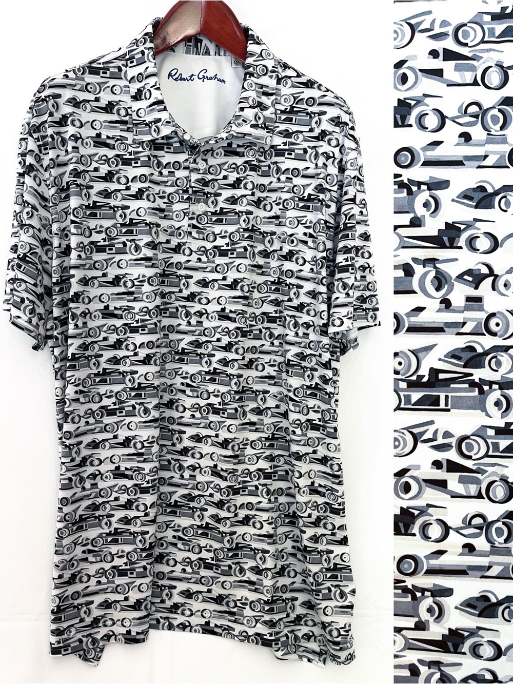 Robert Graham Short Sleeve Auto Expo Print Polo Gray 3XL